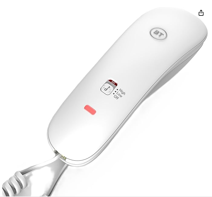 BT Duet 210 Corded Landline House Phone, Home Phone, 10 Number Memory, LED Call Indicator, Mute Facility, Hearing Aid Compatible